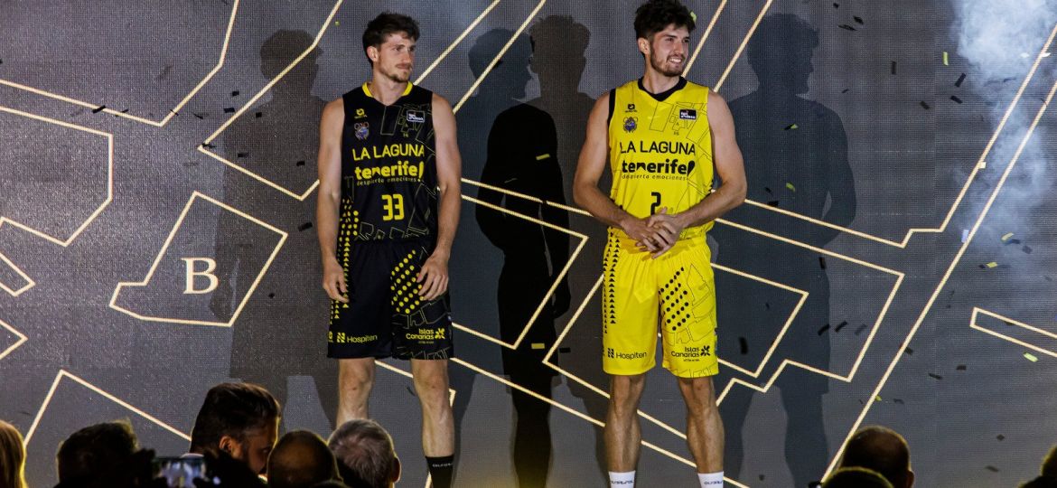 Alderete y Kostadinov con la nueva piel aurinegra (CB Canarias)