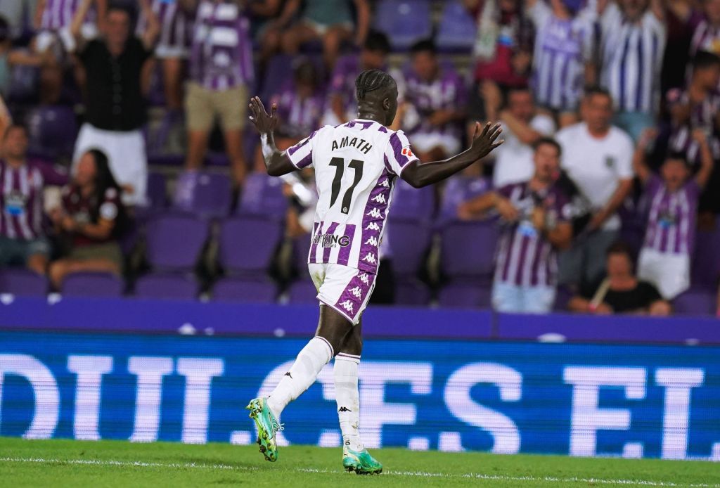 Amath celebrando uno de sus dos goles al Ceuta (@realvalladolid)
