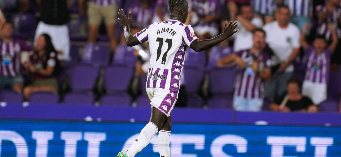 Amath celebrando uno de sus dos goles al Ceuta (@realvalladolid)