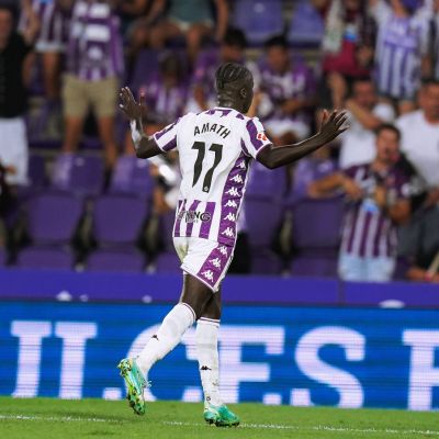 Amath celebrando uno de sus dos goles al Ceuta (@realvalladolid)
