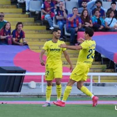 Ayoze Pérez celebrando su gol al Barça junto a Sergi Cardona (La Liga)