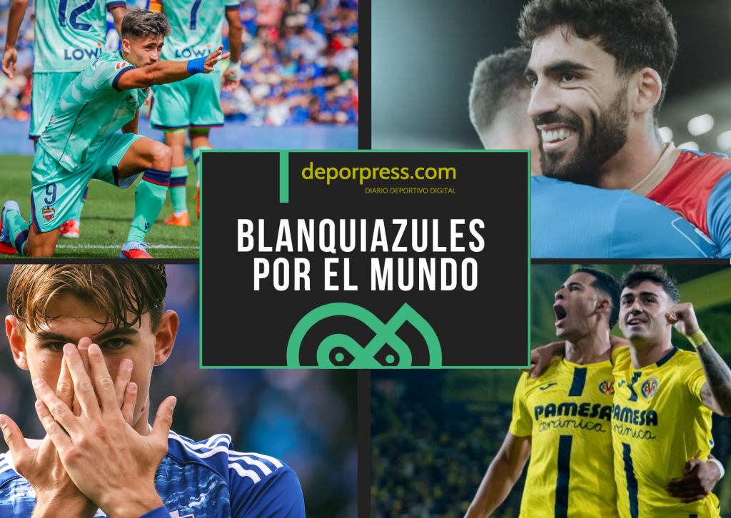 BLANQUIAZULES POR EL MUNDO (11)|Iván Romero celebrando su gol al Getafe (@LevanteUD)|Nico Paz brilla en Italia (@Como_1907)|Celebración de Juande (@piastgliwicesa)