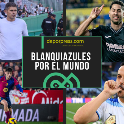 BLANQUIAZULES POR EL MUNDO (21)|Ayoze Pérez tras marcar en Gran Canaria (@VillarrealCF)|Pedri en el césped del Sánchez Pizjuán (@FCBarcelona_es)|Antonio Hidalgo en el banquillo del Nuevo Arcángel (La Liga)|Pedro Rodríguez con el premio a mejor jugador del partido (@_Pedro17_)