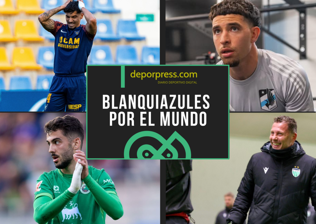 BLANQUIAZULES POR EL MUNDO (22)|Andrés Martín con el Racing de Santander (La Liga)|Pablo Hernández (@UCAMMurciaCF)|Curro Torres (@LevadiaFCI)|Sam Shashoua en el gimnasio (@sam.shash)