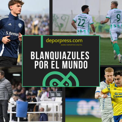 BLANQUIAZULES POR EL MUNDO (25)|Alberto Moleiro contra el Alavés (@UDLP_Oficial)|Luis Miguel Ramis en Cartagonova (La Liga)|Longo celebrando un gol (@Antequera)|Nico Paz (@nicopaz1o_)