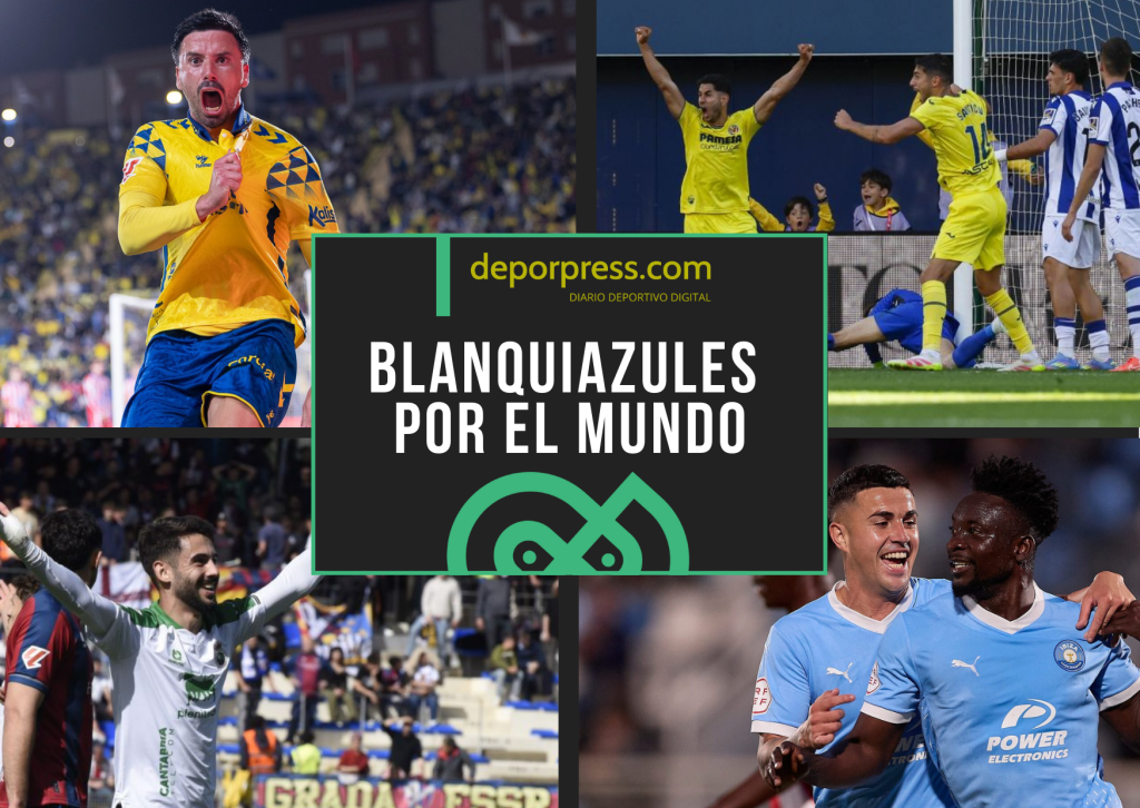 BLANQUIAZULES POR EL MUNDO (4)|Javi Muñoz celebra el tanto de la victoria (LaLiga)|Ayoze Pérez después de anotar el tanto del empate (LaLiga)|Andrés Martín en el duelo ante el Huesca (LaLiga)|Mo Dauda celebra su gol (UD Ibiza)