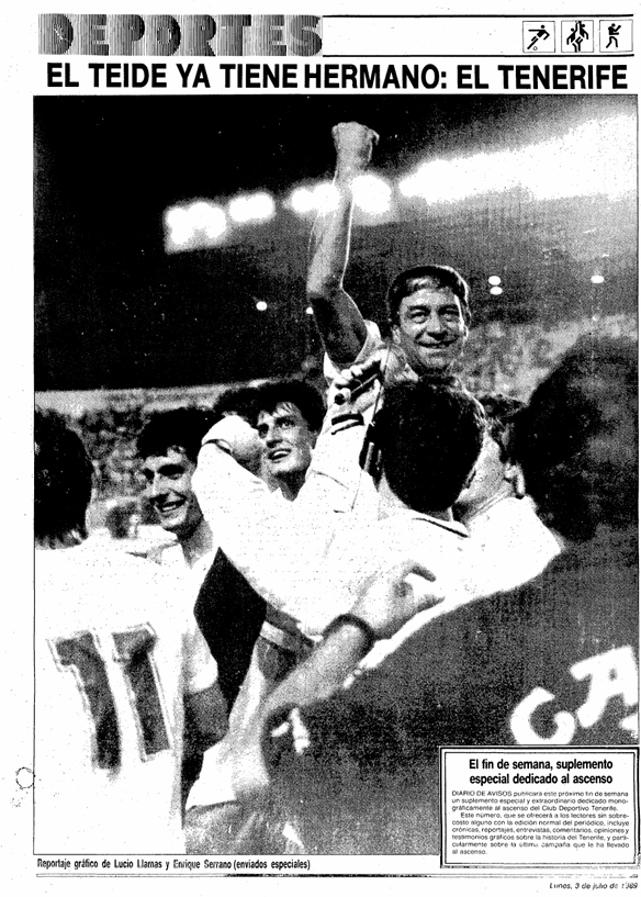 Portada de la sección deportiva del Diario de Avisos el 3 de julio del 89 (Diario de Avisos).