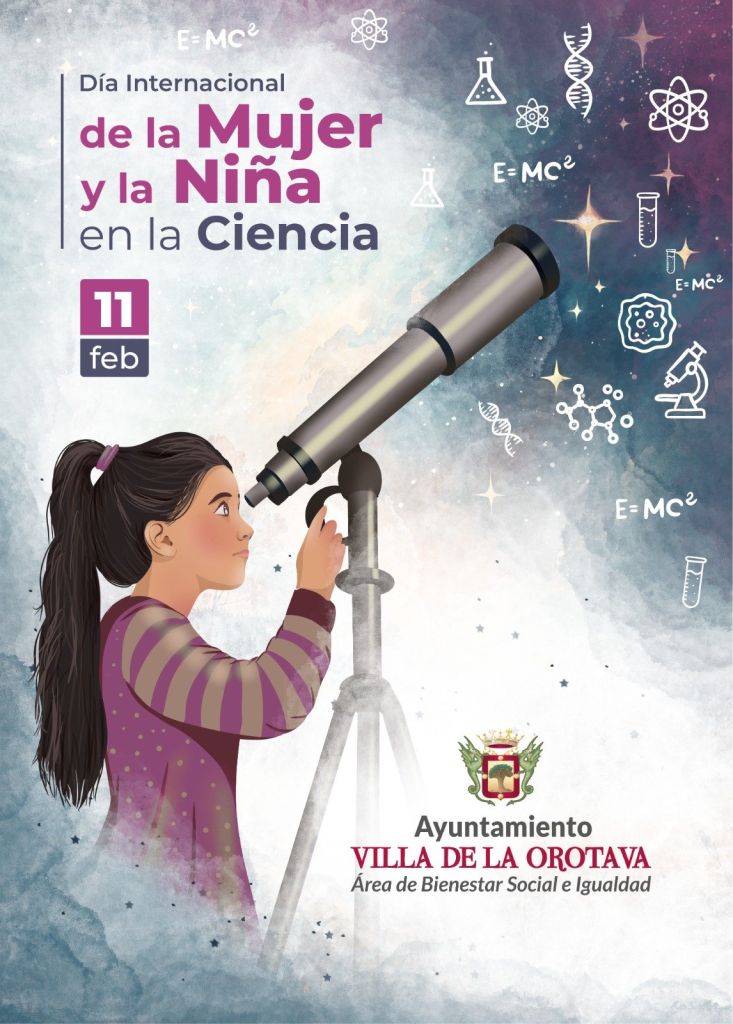 Cartel del Día ed la mujer y la niña en la ciencia (LA OROTAVA)