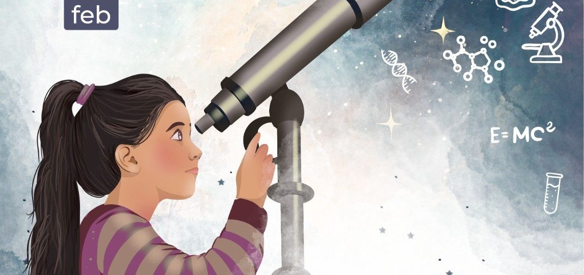 Cartel del Día ed la mujer y la niña en la ciencia (LA OROTAVA)