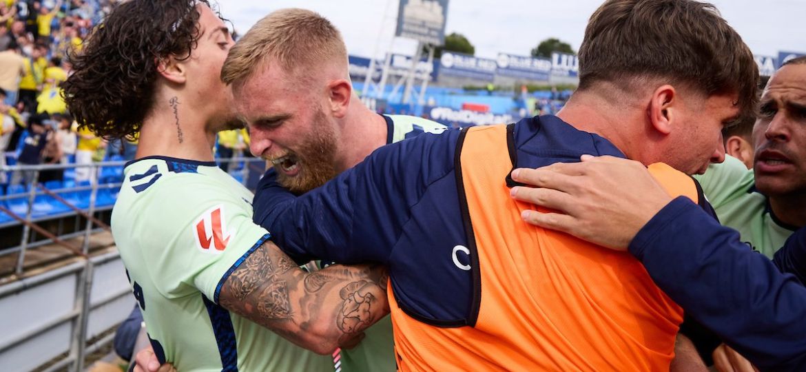Celebración amarilla en Getafe (@UDLP_Oficial)