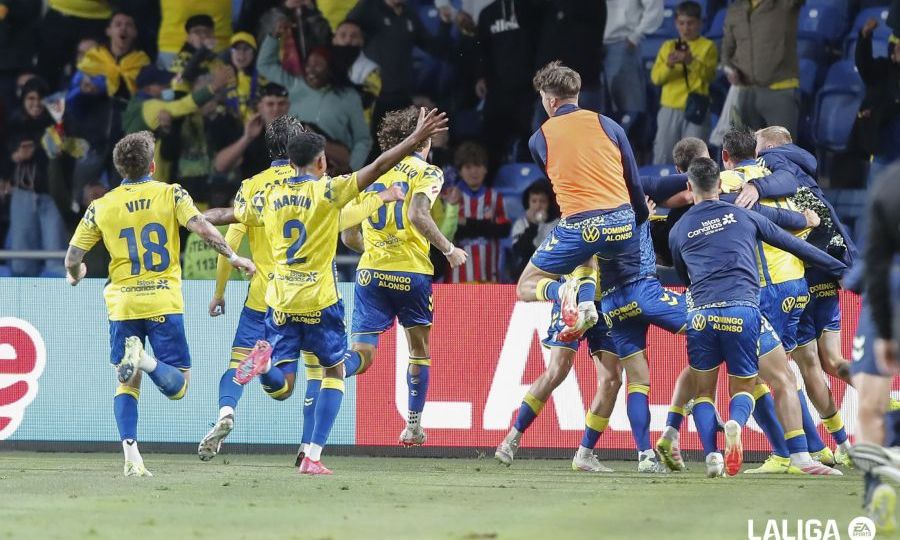 Celebración del gol de Las Palmas al Atlético (LA LIGA)