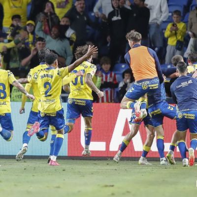 Celebración del gol de Las Palmas al Atlético (LA LIGA)