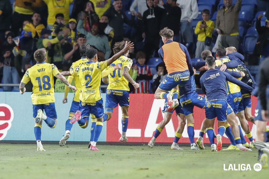 Celebración del gol de Las Palmas al Atlético (LA LIGA)