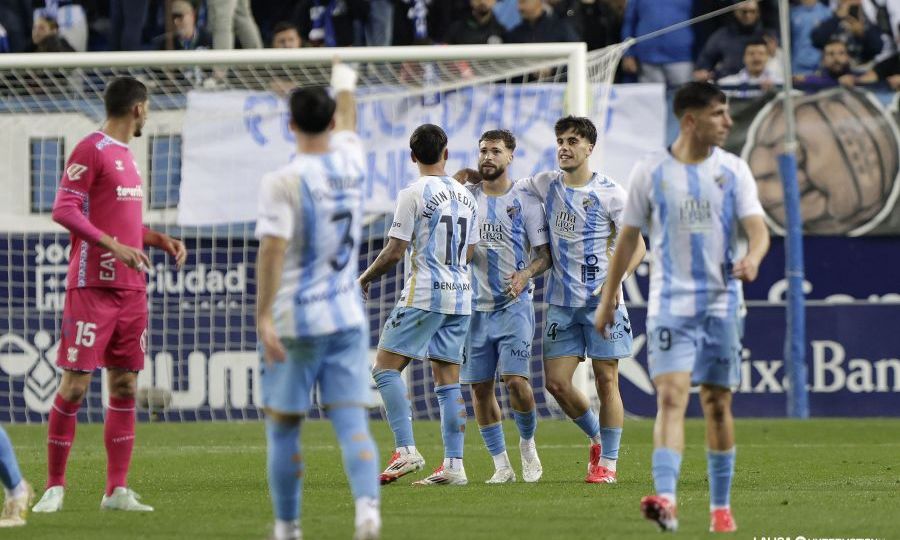 Celebración del gol del Málaga (LA LIGA)