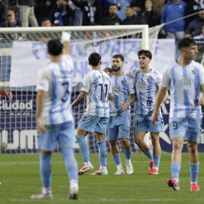 Celebración del gol del Málaga (LA LIGA)