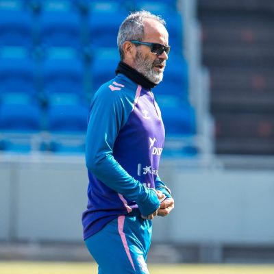 Cervera durante un entrenamiento en el Heliodoro (CD Tenerife)