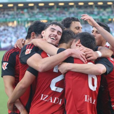 El Mirandés celebra un gol (LaLiga)