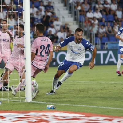 Enric Gallego instantes después de marcar al Oviedo (LALIGA)