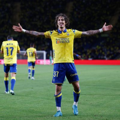 Fabio Silva celebrando su gol al Mallorca (@UDLP_Oficial)