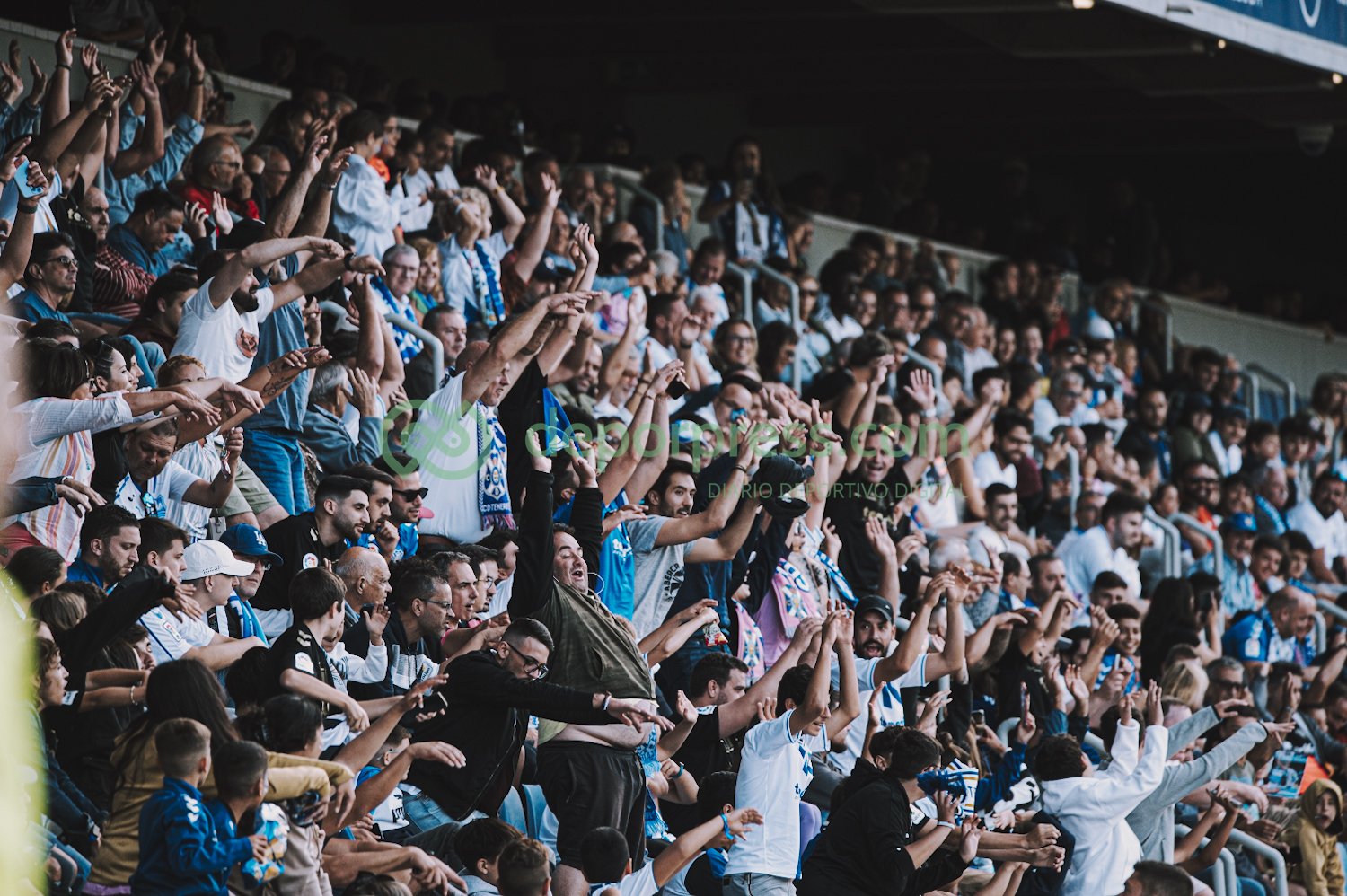 Afición celebrando uno de los goles (DEPORPRESS).