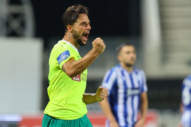 Fran Sol celebra un gol con el Larnaca (@fran_sol9)