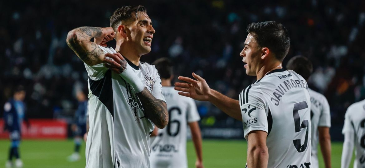 Jefté Betancor celebra su gol al Celta (Albacete Balompié)