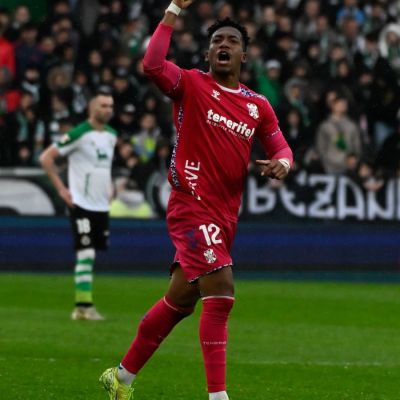 Landázuri celebra su gol al Racing de Santander (LA LIGA)