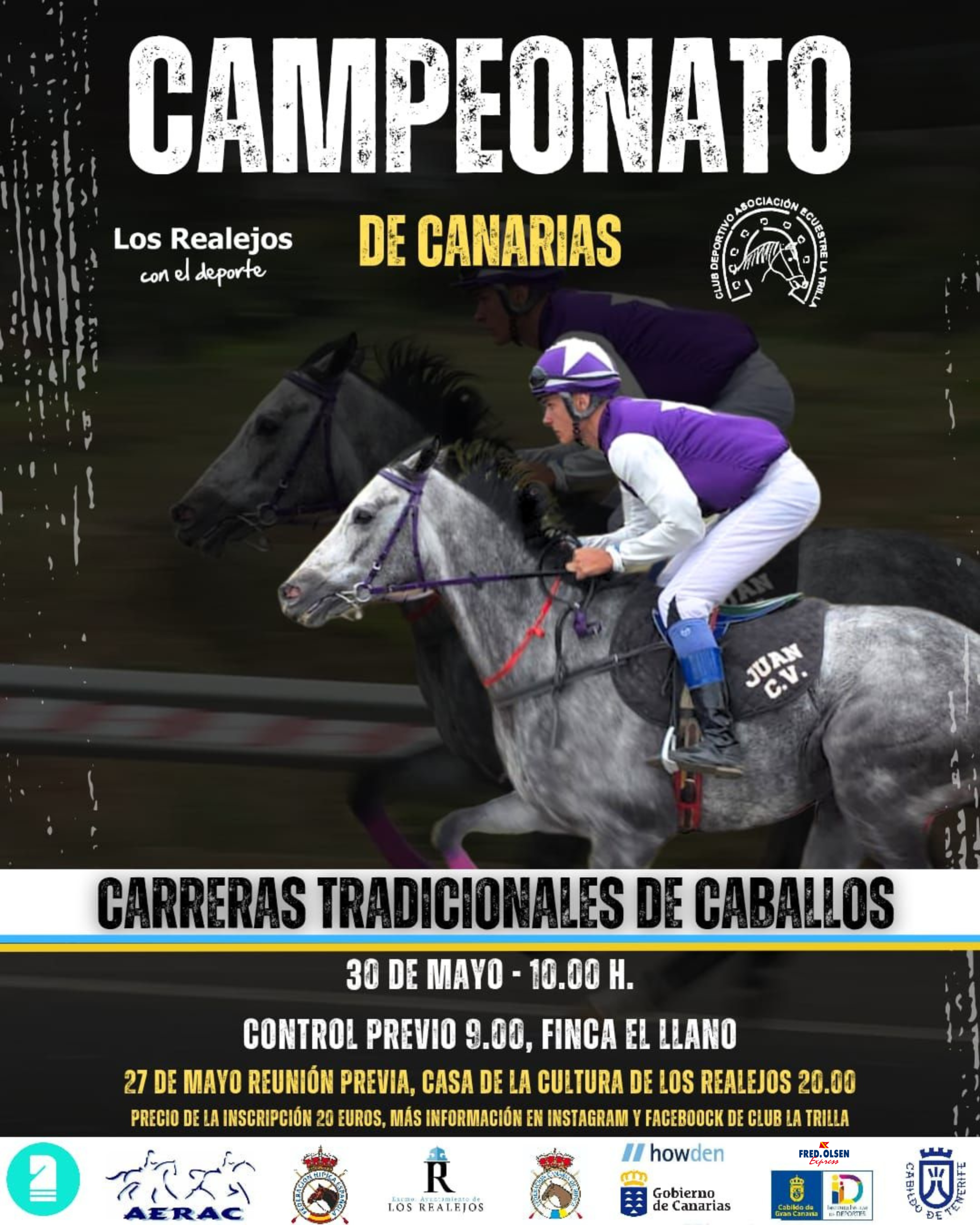 Cartel del Campeonato de Canarias de Carreras Tradicionales de Caballos de este 30 de mayo (CEDIDA)