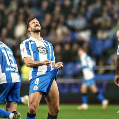 Los jugadores del Dépor en Riazor (La Liga)