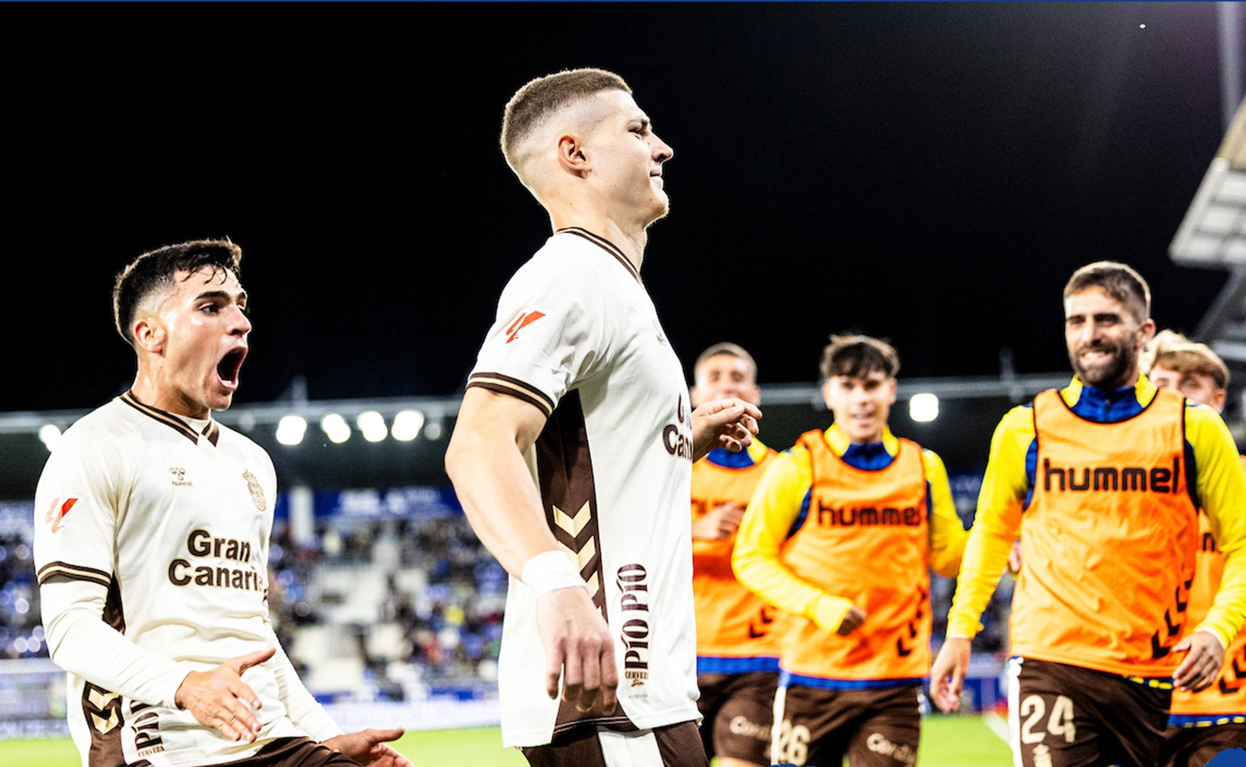 Lukovic después de marcarle al Huesca (UD LAS PALMAS)