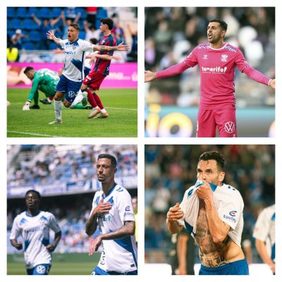Los delanteros del Tenerife en la temporada 24-25 (CEDIDAS)
