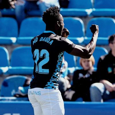 Mo Dauda celebrando su gol al Hércules (@ibizaud)