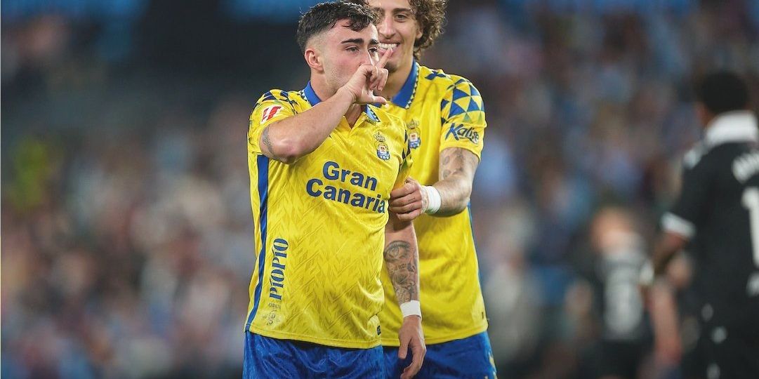 Moleiro celebrando el 1-1 en Vigo (UDLP.es)