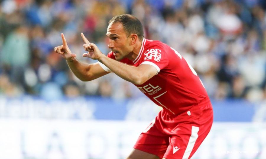 Nacho Martínez celebra su gol ante el Zaragoza (LaLiga)