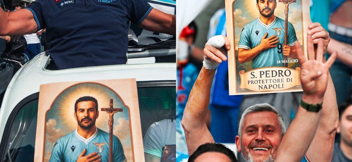 Aficionados napolitanos con imágenes de Pedro (@VibesFoot)