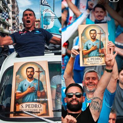 Aficionados napolitanos con imágenes de Pedro (@VibesFoot)