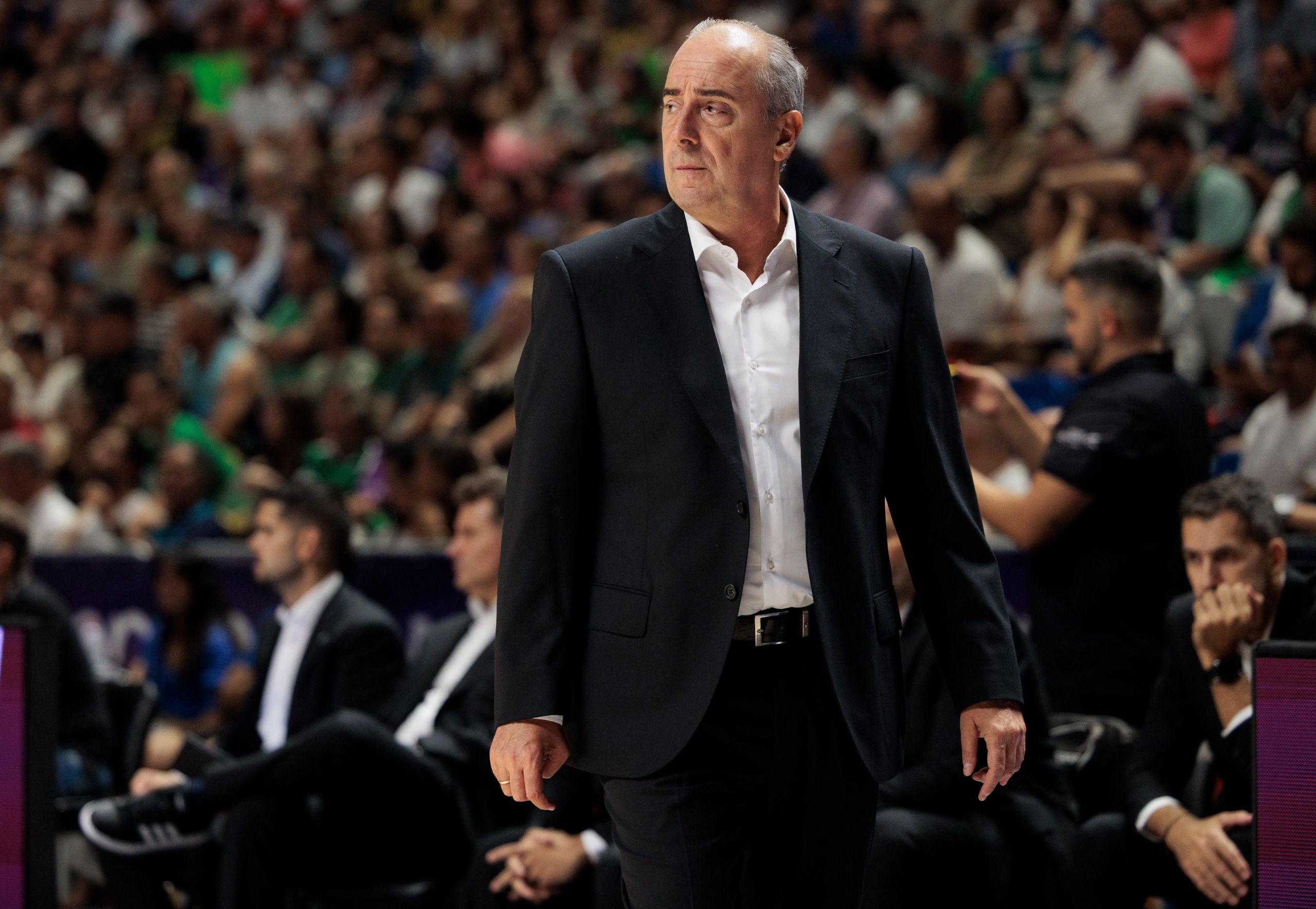 Txus Vidorreta durante el Real Madrid- La Laguna Tenerife (ACB PHOTO)