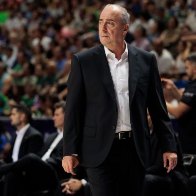 Txus Vidorreta durante el Real Madrid- La Laguna Tenerife (ACB PHOTO)