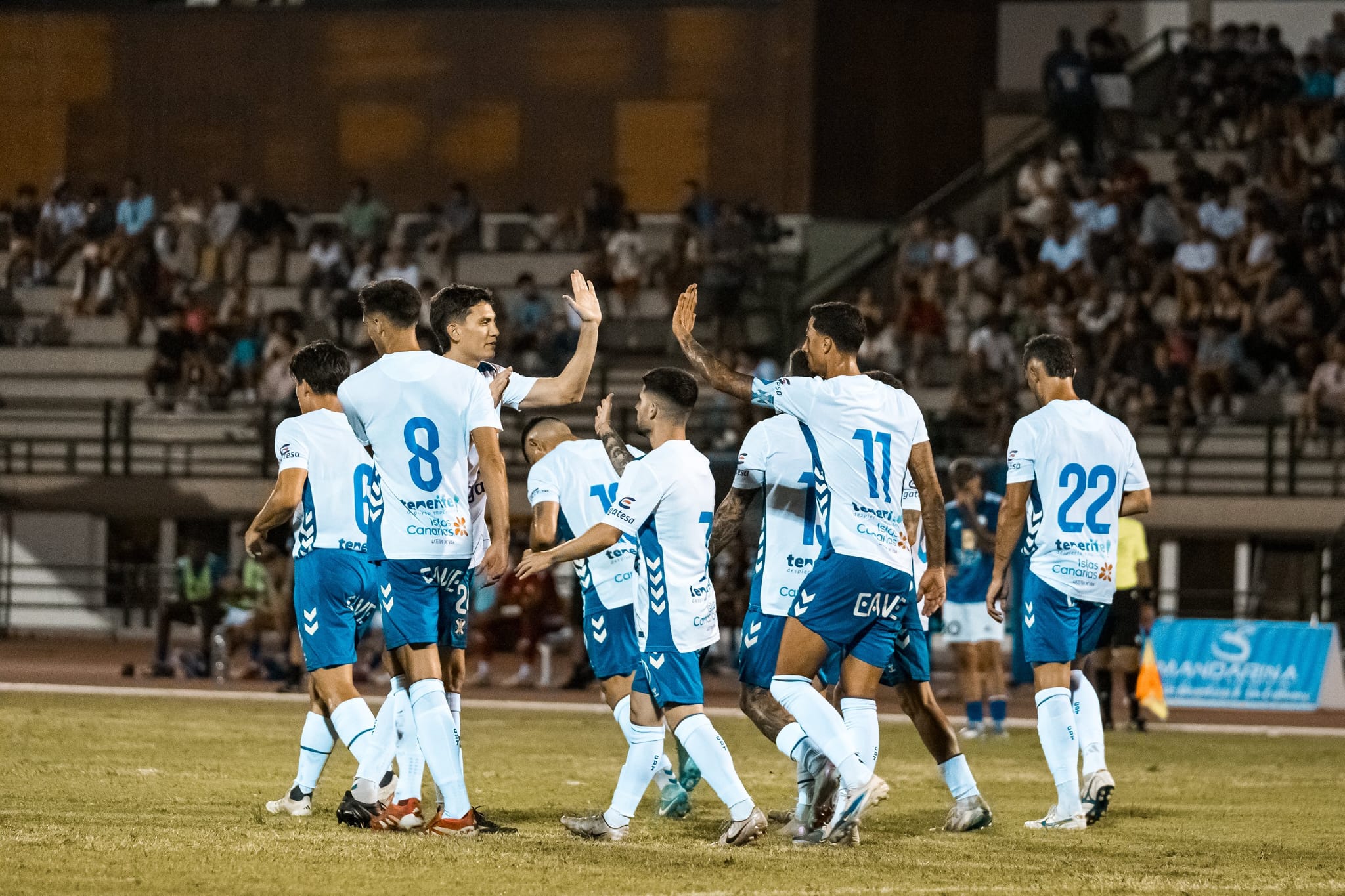 Celebración de los jugadores del Tenerife tras marcar un gol (CEDIDA)
