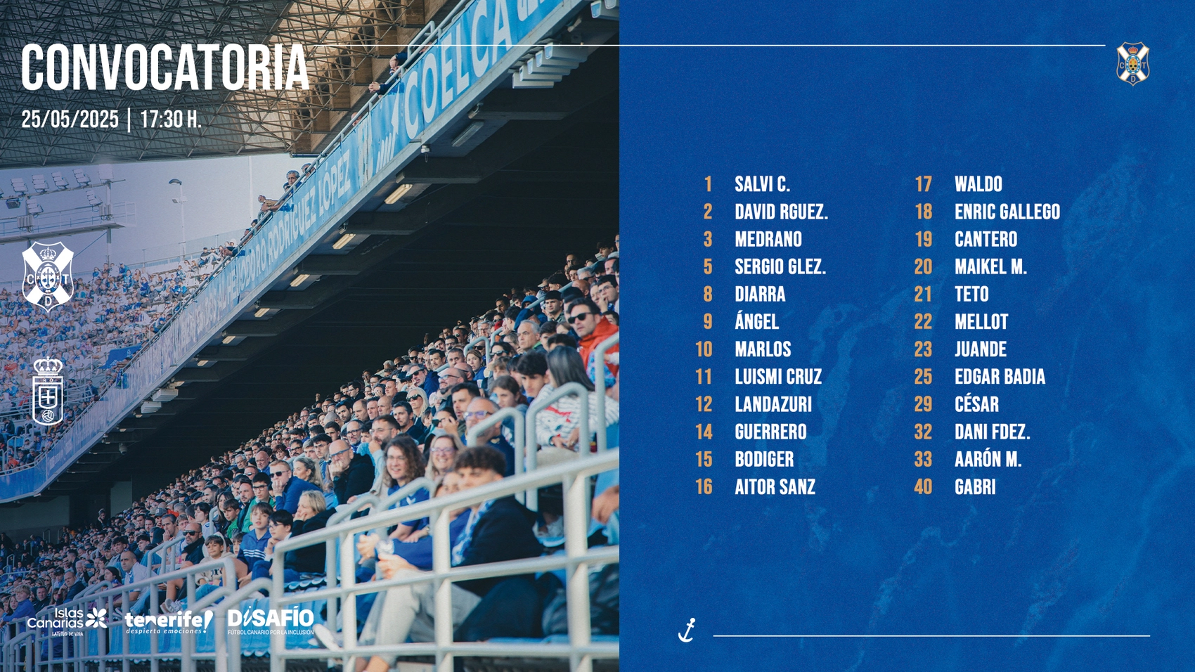 Convocatoria frente al Oviedo (CD Tenerife)