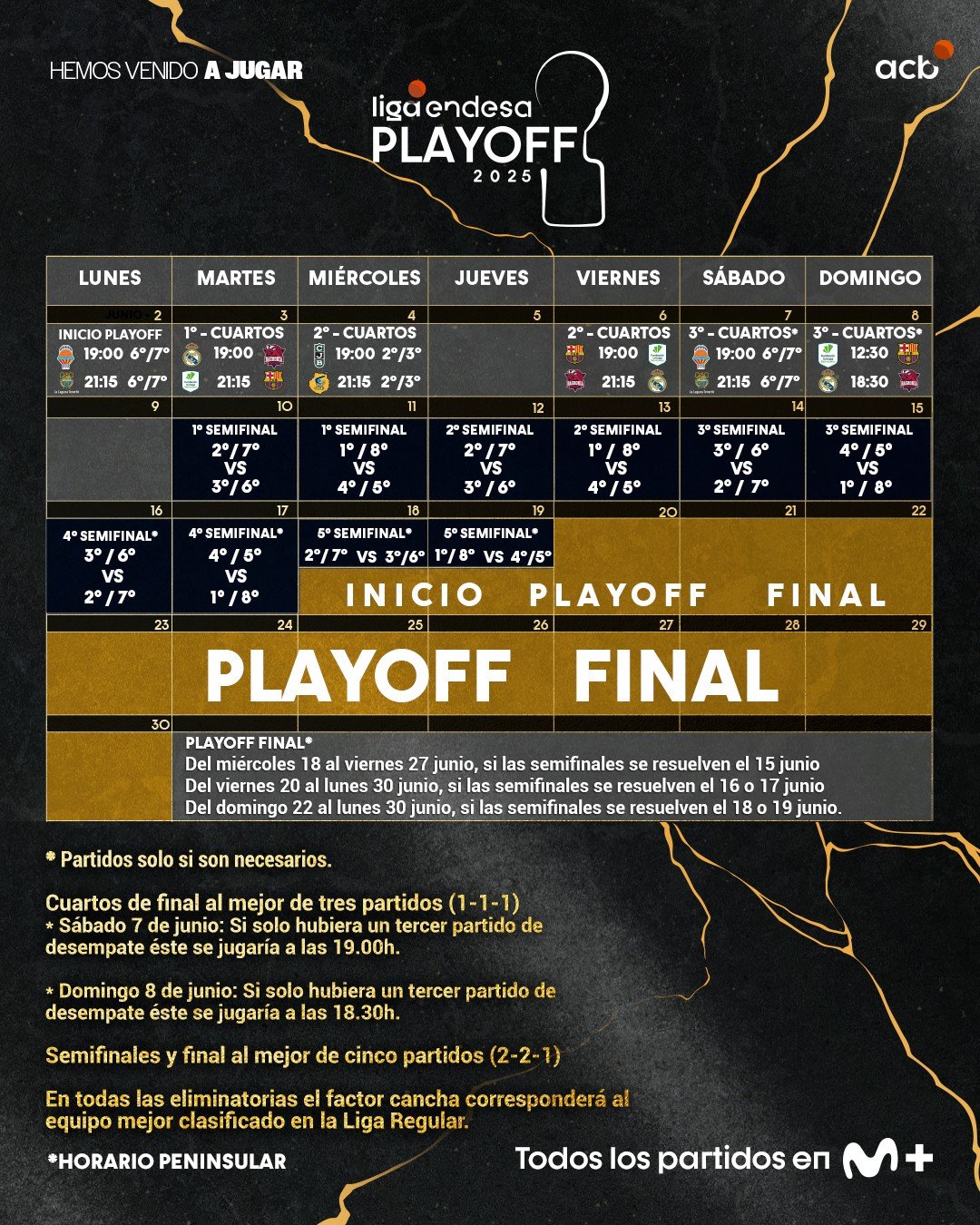 Horario de los playoffs (@ACBCOM)
