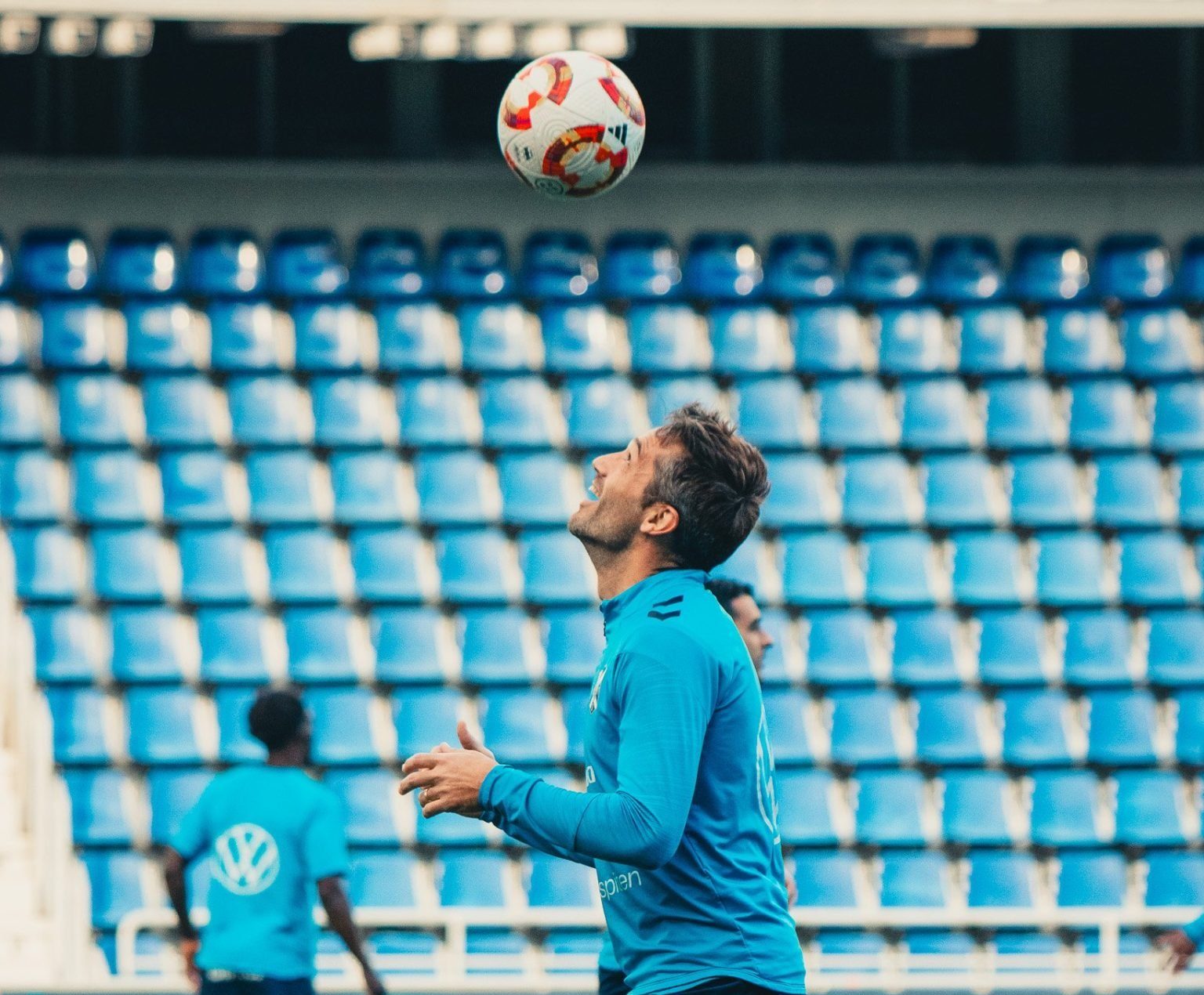 Aitor Sanz en el entrenamiento a puertas abiertas (@CDTOficial)