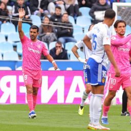 Ángel después de marcarle al Zaragoza (LA LIGA)