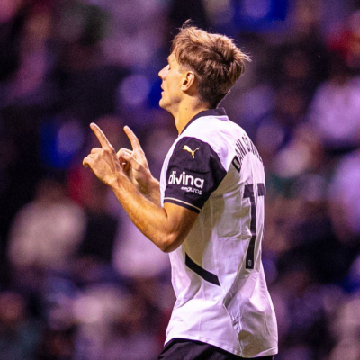 Dani Gómez al marcar con el Valencia (@dani9gomez)