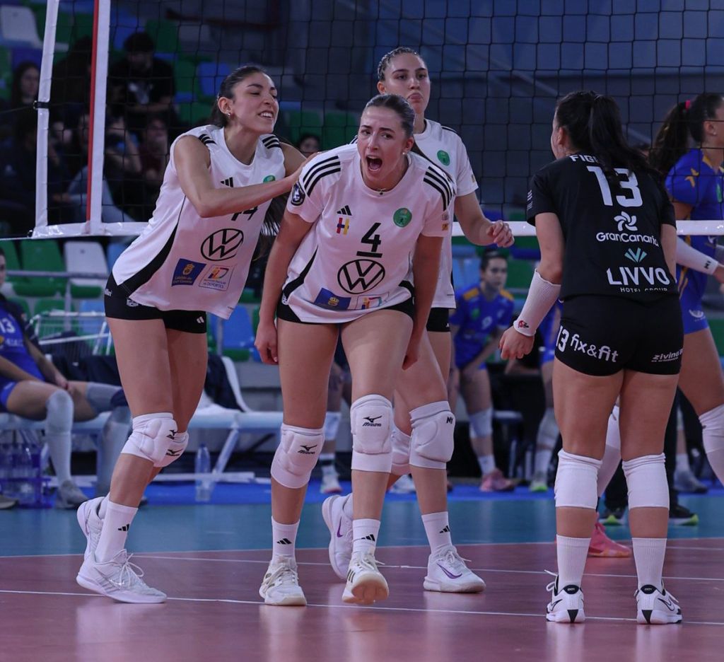 |Celebración de un punto por parte de las jugadoras del CV Heidelberg (RFEVB)|