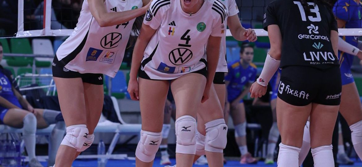 |Celebración de un punto por parte de las jugadoras del CV Heidelberg (RFEVB)|