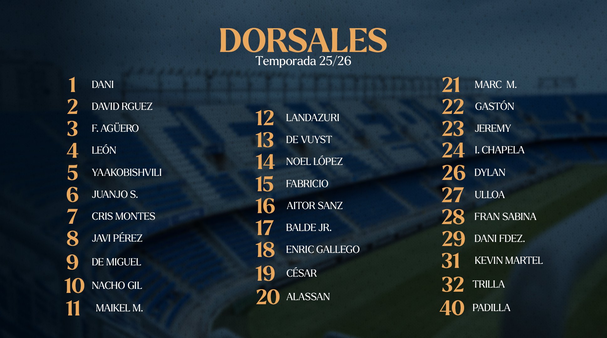 Dorsales oficiales 25/26 (CD Tenerife)