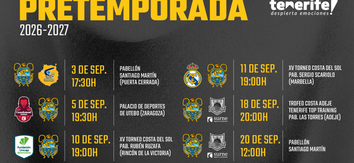Calendario de pretemporada de La Laguna Tenerife (CB CANARIAS)