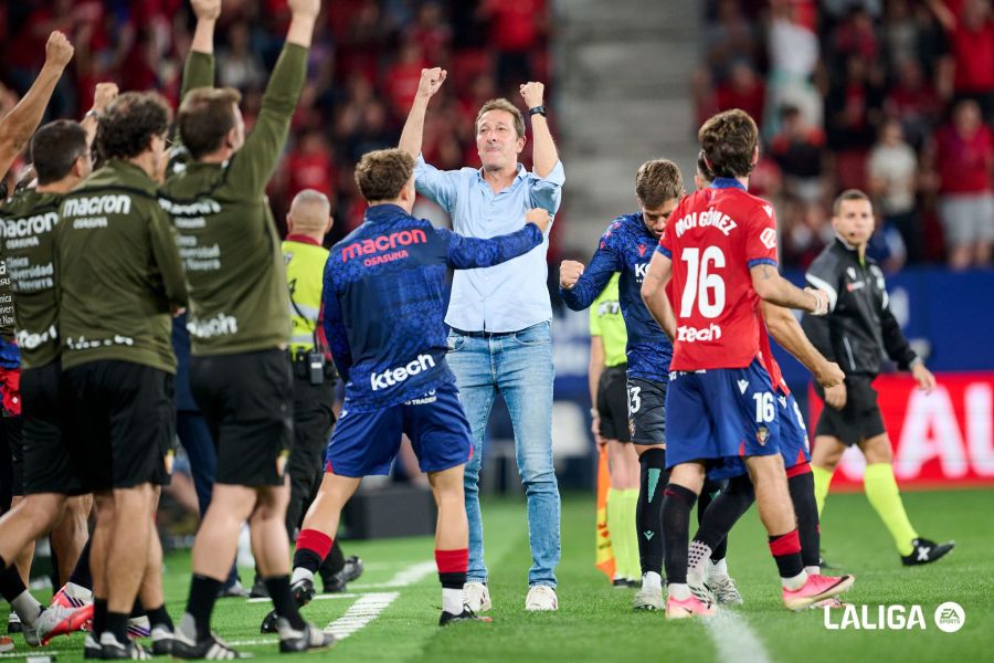 Ramis celebra el triunfo ante el Getafe (LALIGA).