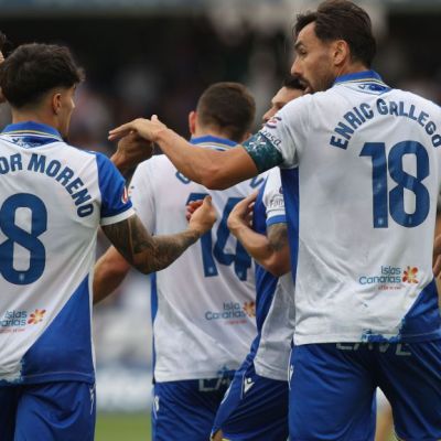 Celebración del gol 1-0 del CD Tenerife (La Liga)